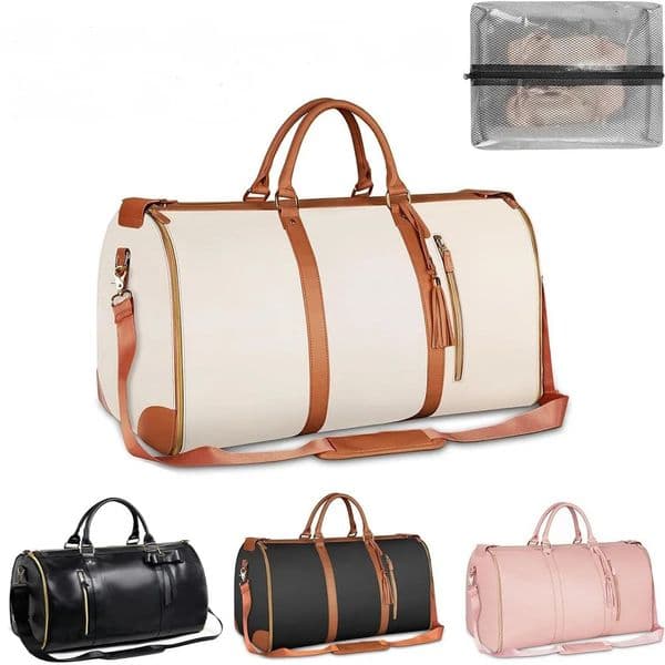 Pink PU leather storage bag foldable storage clothing luggage bag womens shoulder bag diagonal cross bag 260109BJ