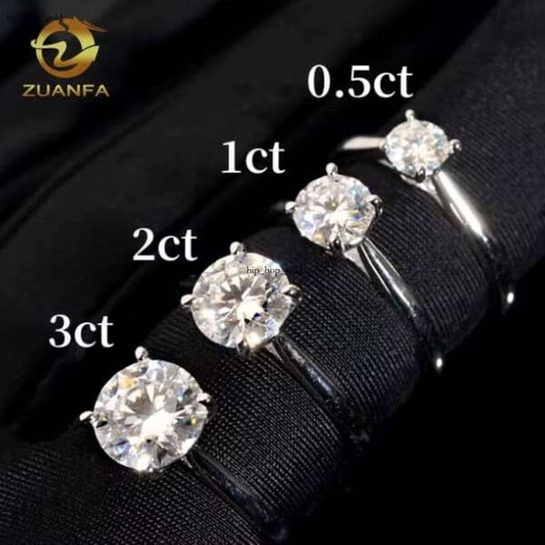 0. Engagement 925 Silver 4-Prong Wedding Passes VVS1 Diamond Tester Solitaire Women's Ring