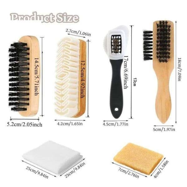 Suede DoubleHead Curved Horsehair Brush Leather Car Shoe Polish Cleaning 26Y0112