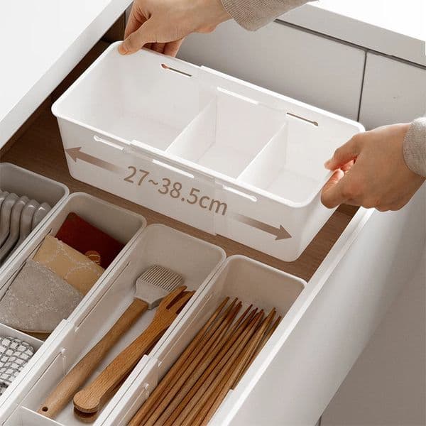 Japanese Style Drawer Expandable Cutlery Divider Storage Multifunctional Office Stationery Organizer Box