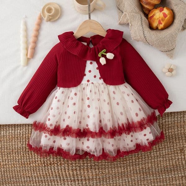 Autumn Christmas Party Baby Girl Dress Cute Polka Dot ChildrenS Clothing Suitable For Babies Aged 6 Months To 3 Years Old 260109