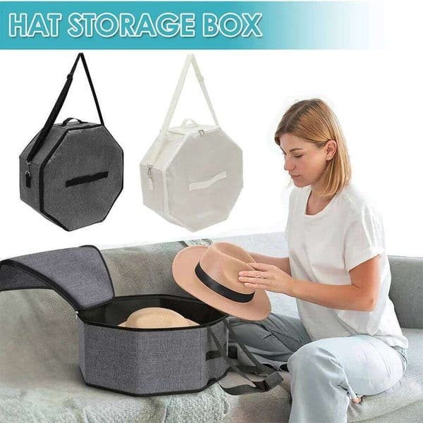 Bag Oxford Cloth Dustproof Cowboy Hat Box with Metal Hook and Handle Portable Travel Large Capacity Cap Organizer 26W0112