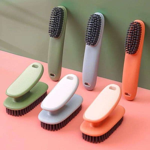 3247 Long Handle Home Travel Simple Contrast Color Portable Shoe Cleaning Laundry Brush Set 26Y0112