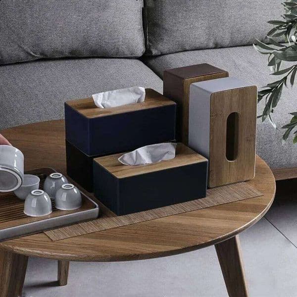 Tissue Napkin Holder Case Paper Container Bamboo Cover Solid Wood Hotel Storage Box Home Table Decoration 26Y0112