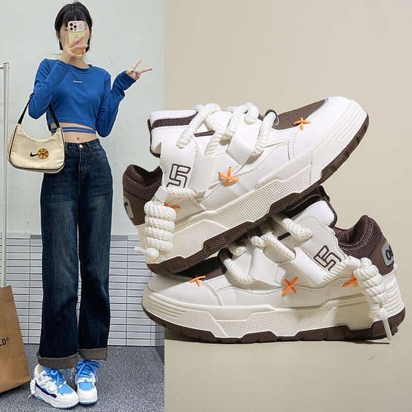 Free shipping 2026 New White Spring and Autumn Women's Sneakers Height Increasing Versatile Casual hot seller Thick-Soled Board Shoes