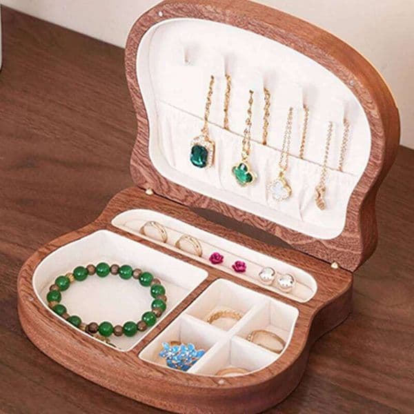 Travel Cute Panda Wooden Storage Clamshell Desktop Organizer Jewelry Gift Box Necklace Earrings Portable 26L0112