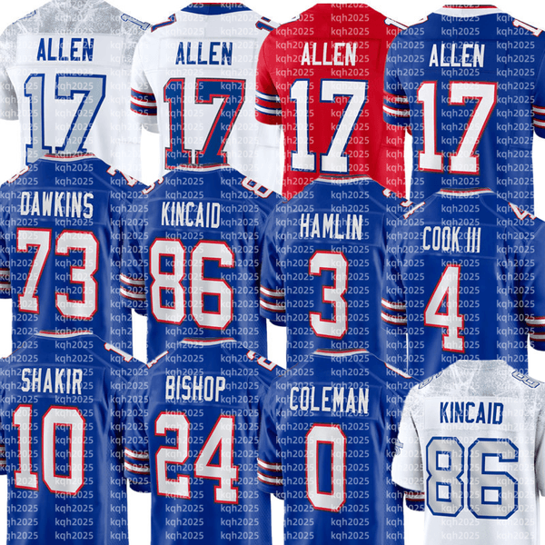 Josh Allen James Cook III Khalil Shakir Keon Coleman Dawson Knox Christian Benford Dalton Kincaid Dion Dawkins Maxwell Hairston Joey Bosa bill Football Jersey