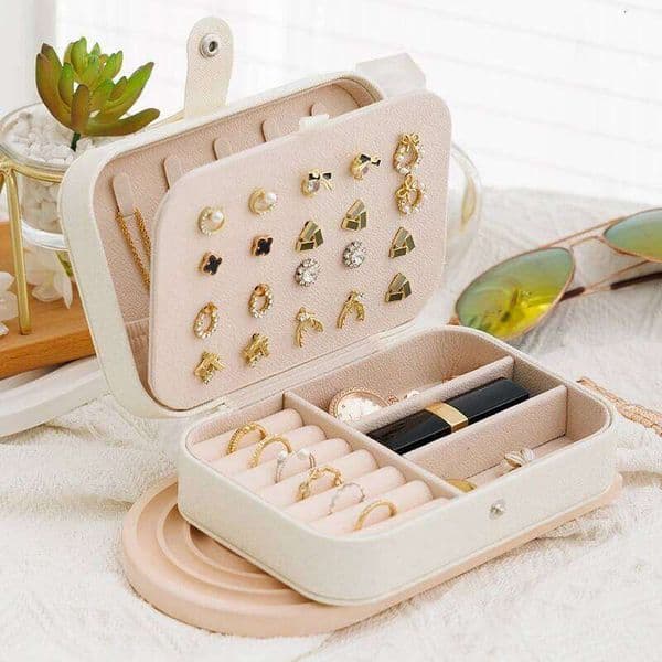 Earring Ring Necklace Box Holder Organizer Display Portable Travel Jewelry Case Storage Boxes 26Y0112