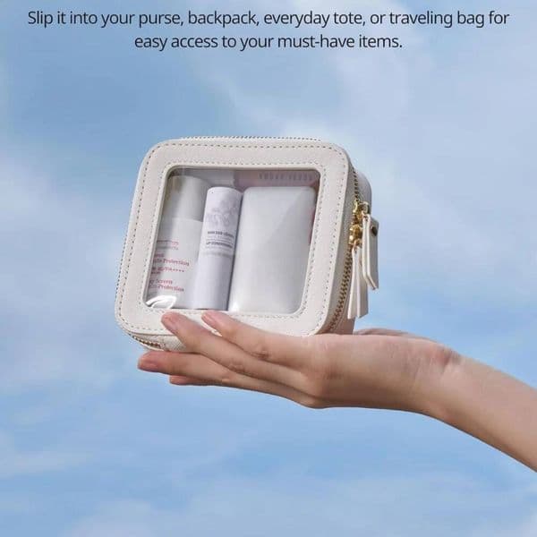 Bestseller Mini Clear Makeup Bag Pu Saffiano Vegan Faux Leather Cute Small Visible Window Storage Lipsticks Cosmetics Case for Purse Pouch ddmybear