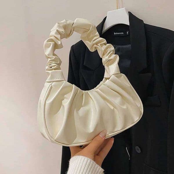 Pu Korean ins style fashionable versatile simple pleated armpit cloud 2025 new Internet celebrity women handbag bag shou