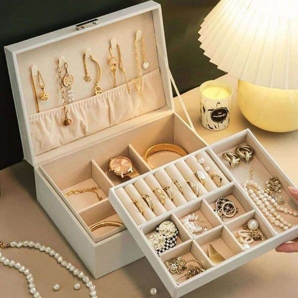 1PC Double-Layer Jewelry Storage Box With Lock For Earrings, Necklaces And Other Accessories, Organizing Box. 26L0112