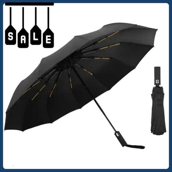 Thick durable 12-rib black glue fully automatic umbrella, anti-ultraviolet, foldable umbrella for both sunny and rainy use. 26Y0111