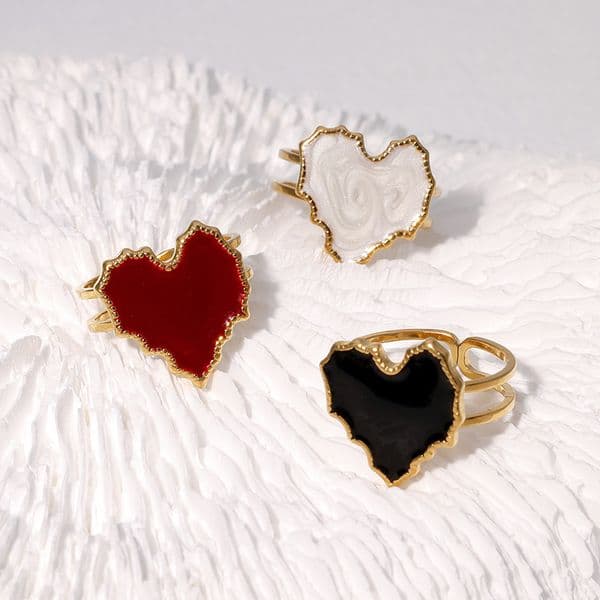 Cross-Border European and American Heart-Shaped Vintage High-End Index Finger Adjustable French Style Personality Cute Simple Stainless Steel Ring