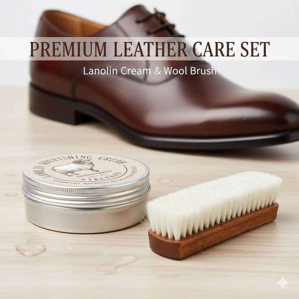 Sheep Oil Nursing Cream Shoe Polish Wax & Soft Wool Polishing Brush Cleaning Tool Kit for Leather Furniture Shoes Bag 26H0111