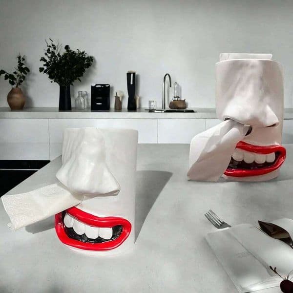 Box Funny Face Tissue Holder with Nose and Mouth Design Bathroom for Bathroom, Kitchen, Bedroom Dressers, Desks 26Y0112