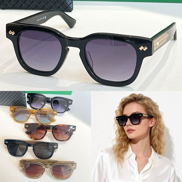Women Designer Intreccciato Sunglasses 1441 Fashion Womens Oval Glasses Shining Black Acetate Braided Legs UV400 Protective Womens Brand Glasses
