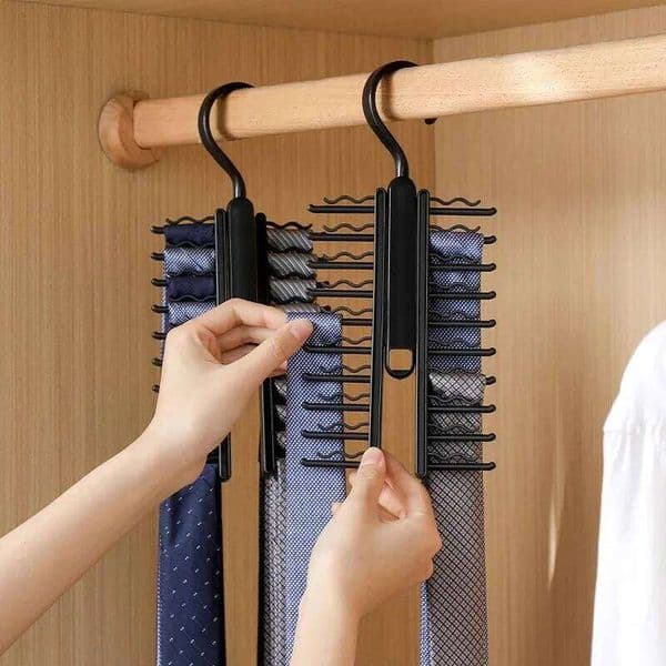 1pc 360 Degrees Rotating Multi-Functional Plastic Compact Home Hanger NEW Rack Holder Adjustable Belt Scarf 20 Tie 26Y0112