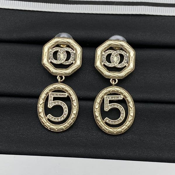 Designer Earrings Crystal Rhinestone Pearl Gold Brass Copper Stamp Letter Earring Fashion Womens Elegance Wedding Party Jewelry Accessories Q260525