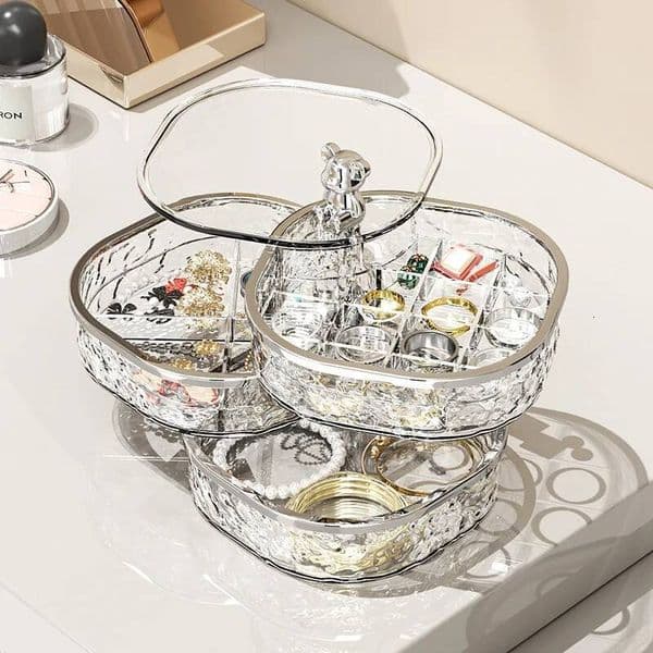Luxury Designer Decor Rotating Transparent Band Partition High-End Exquisite Jewelry Box, Earring, Hairpin And Ring Storage Box room Decorat