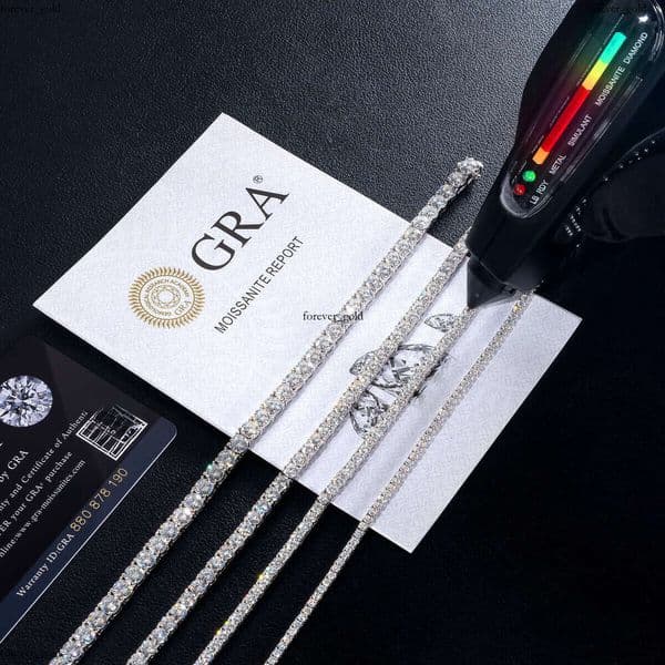 Wholesale IGI Price VVS Moissanite Diamond VVS Chain 2mm 3mm 4mm 5mm 925 Sterling Silver Unisex Iced Tennis Bracelet Necklace
