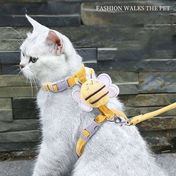 2026 Cat cologne Set Adjustable perfume Cartoon Bee Double Layer Dog Harness For Small Medium Pet Collar Leash Outdoor Walking Free Shipping
