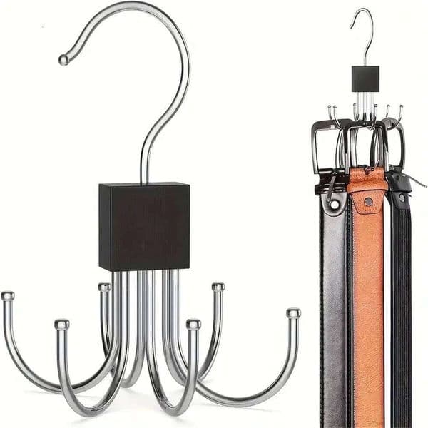 1pcs 360 Rotating Storage Hanger Hook Multi-Claw Bag Metal Belts Rack Wooden Organizer For Bras Ties Household Closet Acces 26Y0112