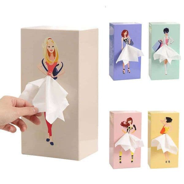Creative Puffy Skirt Girl Funny Desktop Storage Box Organizer Home Coffee Shop Table Decoration Tissue Holder 26Y0112