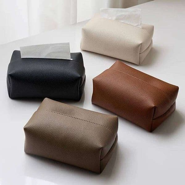 Tissue Box - Modern Square Design, Perfect for Bathrooms, Durable Artificial Leather Box, Bathroom Decoration 26Y0112