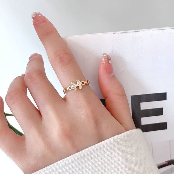 Women's Open Fashion Personality Ins Korean Version Letter H Simple Luxury Ring Accessories In Stock Wholesale