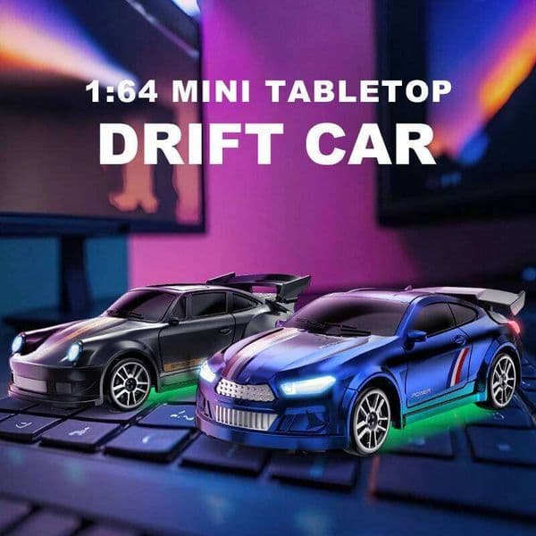 1:64 Scale Mini RC Drift Car Set, Tabletop Remote Control Racing Cars with LED Lights, Perfect for Desktop Fun, Collectors & Hobbyists