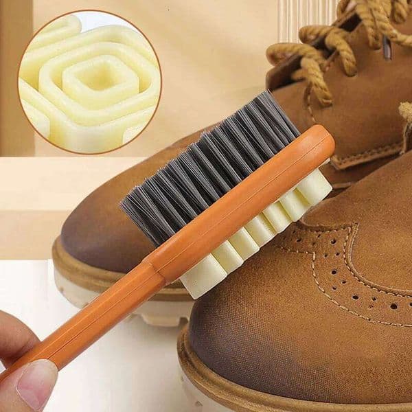 2 Sided Long Handle Suede Cleaning Sneakers Shoes Dust Boot Cleaner Stain Removal Rubber Brush 26Y0112