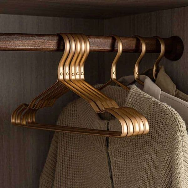 5pcs Matte Gold for Clothes Pants Hanging Durable Coat Dress Hangers Closet Storage Organizer Space Saver Racks 26H0111