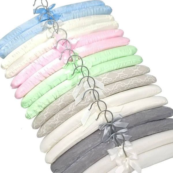 5PCS Hotel Satin Padded Clothes Sponge Hangers Display Hanger Silk Wrapped ddmynov
