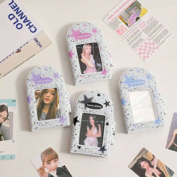 New popular Korean square hollow button photo album girl three-inch star small storage student Polaroid card book