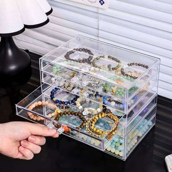 1pc desktop transparent stackable acrylic box drawer style bead bracelet hair accessory storage organizer 26Y0112