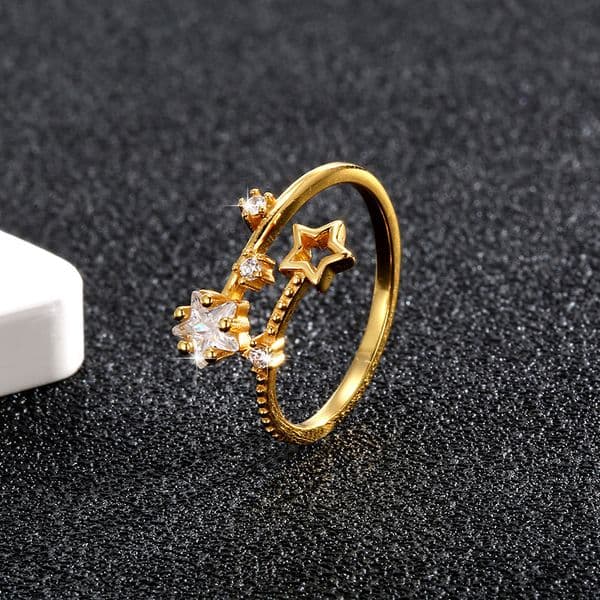 S925 Sterling Silver Hollow Ring for Women, Light Luxury Ins Style, Small Star Wish, Personalized Pentagram Ring, Fashionable and Elegant