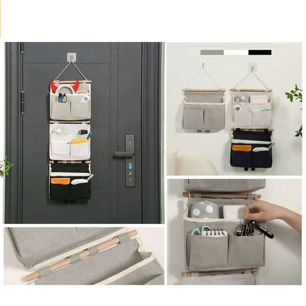 Bedside Hanging Bag, Dormitory Student Wall Mounted Storage Bag 26Y0113