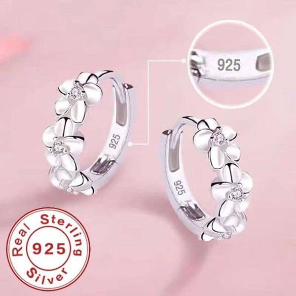 925 Sterling Silver Small Rose Flower Round Hoop Earring AAA Zircon For Women Female Charm Engagement Wedding Jewelry