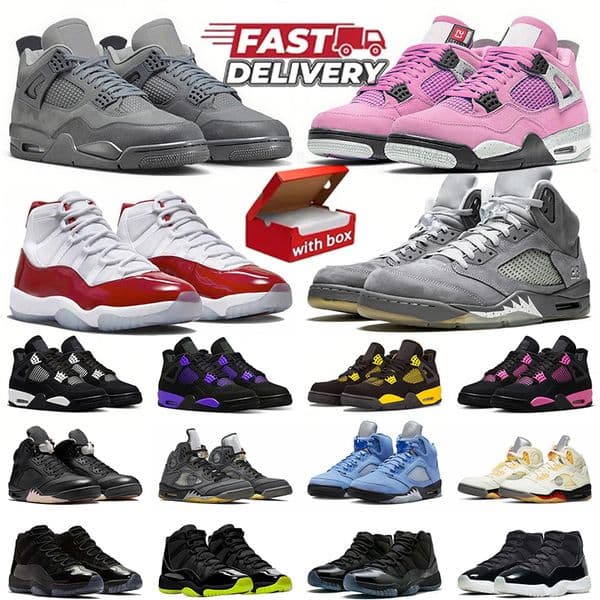 With Box 4 Designer Basketball Shoes 4s 5s 11s Cherry Gamma Blue Wet Cement Orchid DMP Wolf Grey University Blue Jump mans 4 5 11 for men women sneakers sports trainers