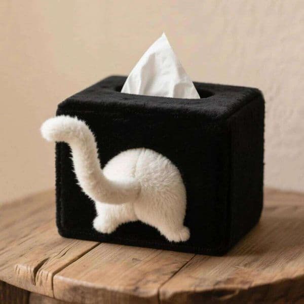 Cute Cat Box Funny At Butt Napkin Dispenser Velvet Decorative Facial Tissue Holder For Kitchen Countertop Bedroom 26Y0113