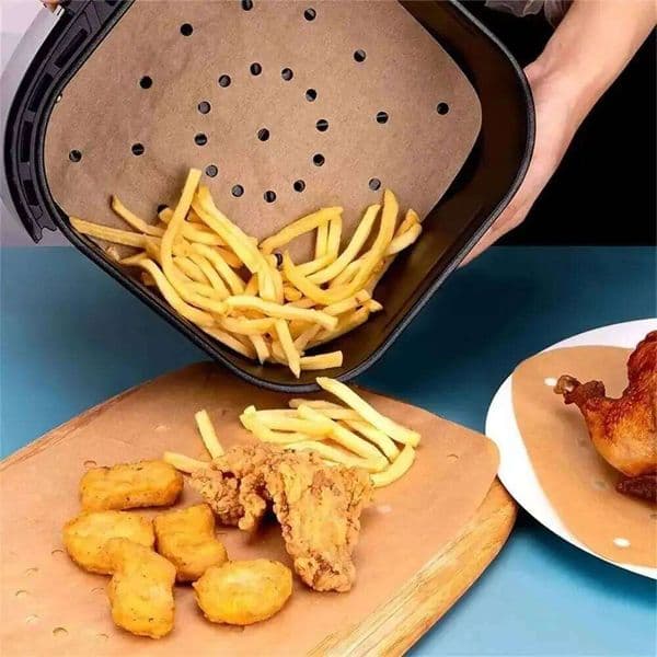 100PCS Air Fryer Disposable Steamer Liners Kitchen Bakeware Papers Baking Non-Stick Steaming Mat Oil-absorbing Paper 26Y0113