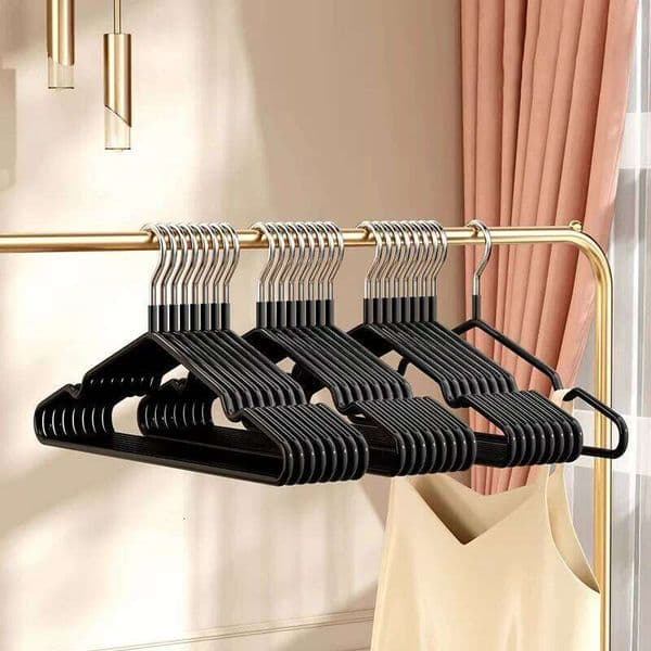 10pcs- Metal Traceless No-slip Hangers, Durable Strong Clothes Racks, Household Space Saver For Organization Of Bedroom, 26Y0113