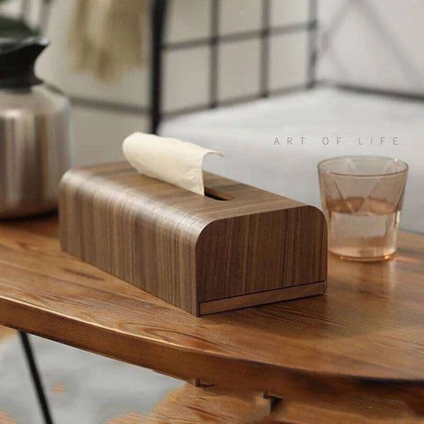Walnut Wood Simple Living Room Bathroom Paper Box Table Desktop Storage Solid Wooden Tissue Case Home Decor 26Y0113