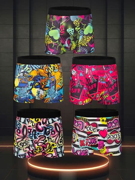 5-pack fashionable mens boxer shorts comfortable soft fashionable printed casual and versatile mens underwear 260109