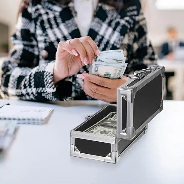 Portable Aluminum Alloy Cash Document Tools Home Safe Black Props Metal Password Money Storage Boxes 260106