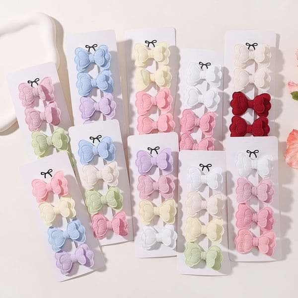 4/10Pcs Lovely Safety Cotton Printed Hair Bows Clips For Girls Handmade Boutique Mini Barrette Headwear Kids Hair Accessories