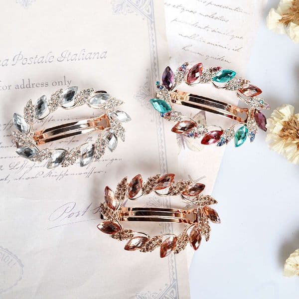 Hollow Circle Spring Clip Hairpin with Rhinestones Crystal Korean Style Ponytail Clip Small Hair Accessory for Women One Piece Dropshipping