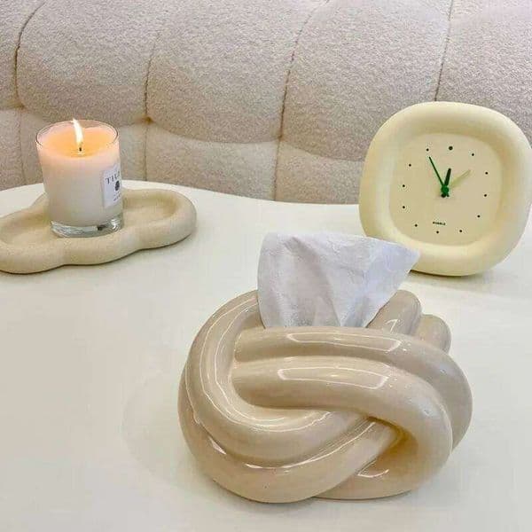 Creative Life Knot Fun Tissue Living Room Coffee Dining Table Bedroom Ceramic Paper Box Personalized Household Use 26Y0113