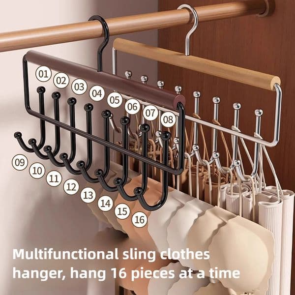 Strap hanger Multi functional underwear vest storage artifact Home dormitory Solid wood hook Wave wardrobe Drying rack 260113