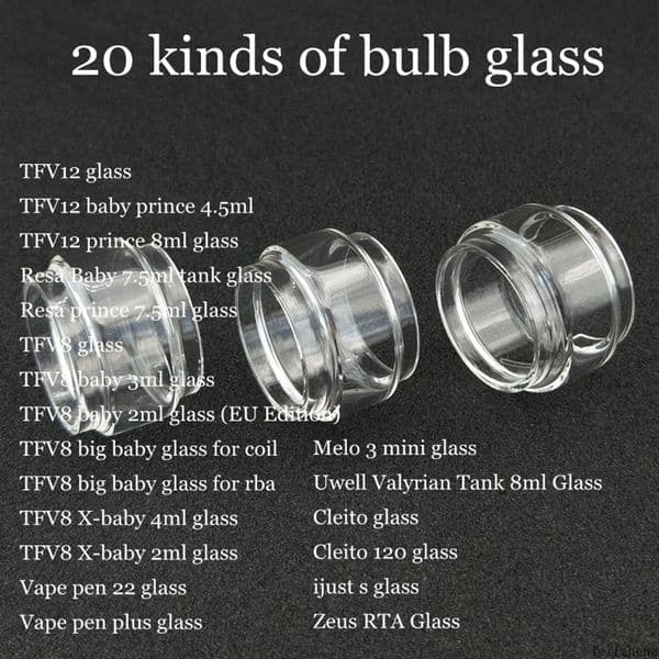 Fat Extend Replacement Bulb Bubble Glass Tube for prince Resa TFV8 big baby RBA X-baby pen 22 plus Valyrian Cleito 120 ijust DHL